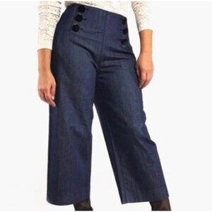 Kate Spade Broome Street Sailor Crop Jeans Size 29 Wide Leg Retro Dark Wash